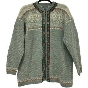 Vintage Squaw Valley Women’s Medium Knitted 100% Wool Nordic Cardigan Sweater